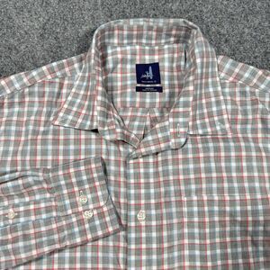 Jonnie-O Santa Monica Long Sleeve Button Plaid Brown Blue Red Shirt Mens Medium